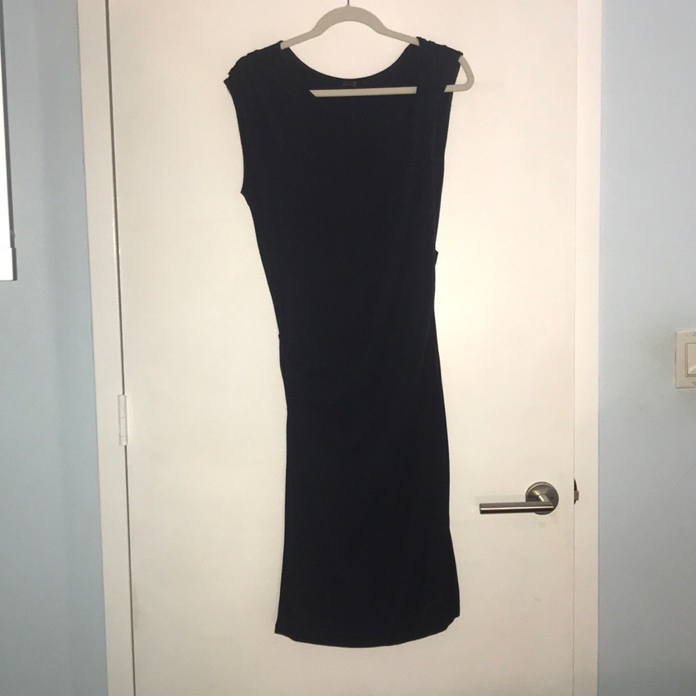 Navy blue draped dress body con